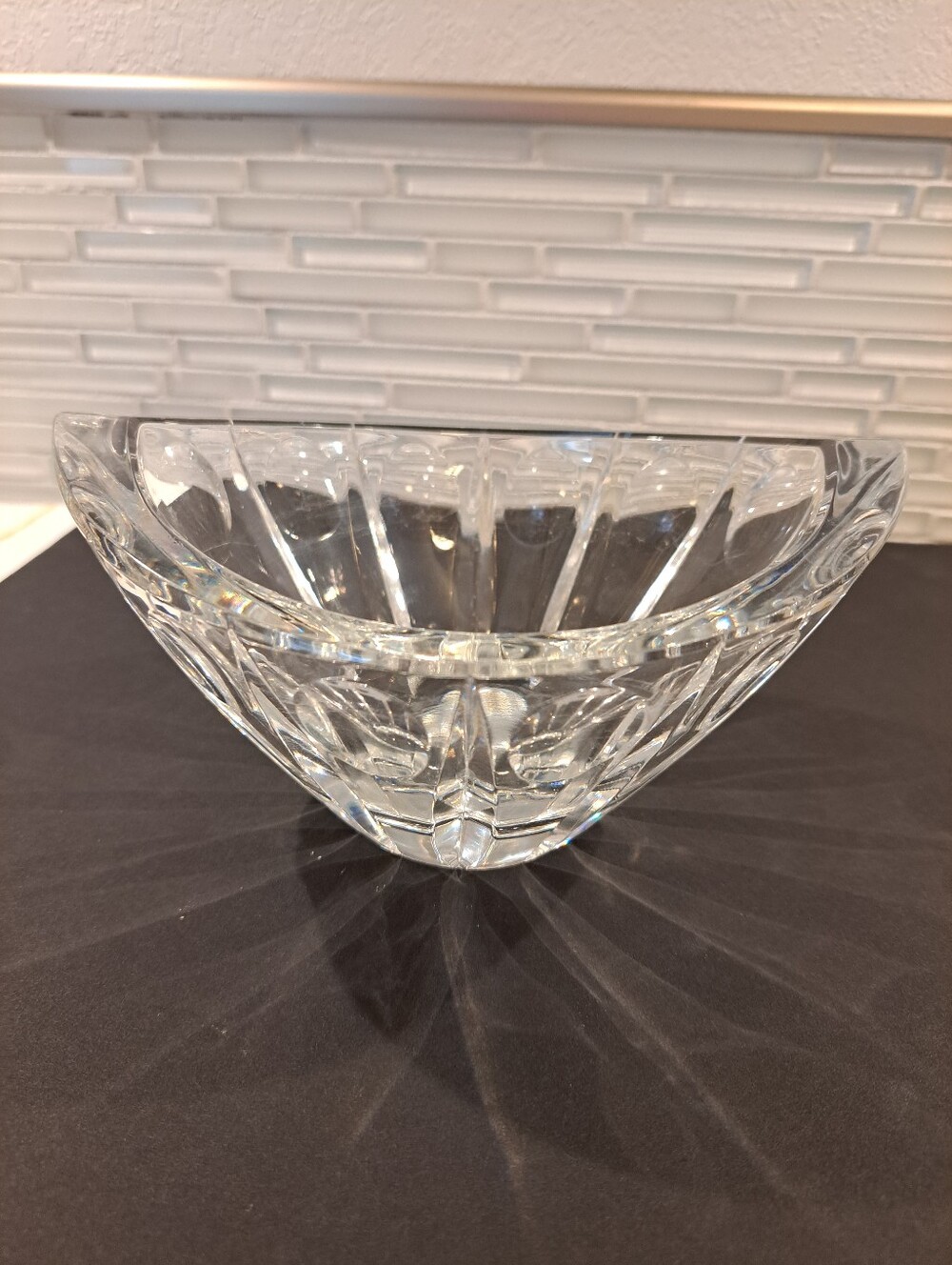 Lenox Ovations Crystal Excelsior Oval Bowl Featuring Hand-Cut Starburst